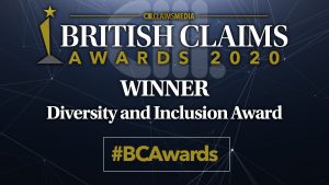 British Claims Awards 2020 Winner Diversity and Inclustion Award